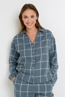 FAMILLE CHEMISE À CARREAUX FLANELLE MULTICO BLEU