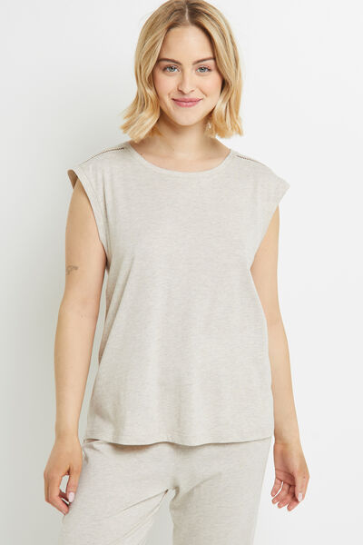 TEE SHIRT MANCHES COURTES COTON BEIGE