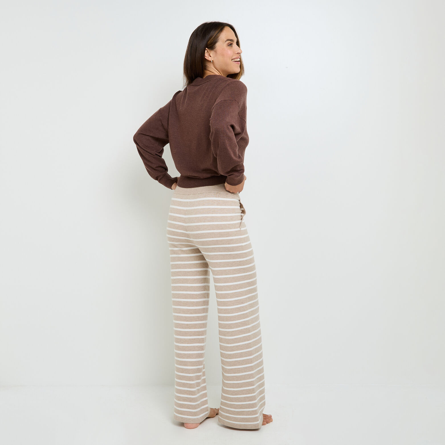 FEERIE PANTALON EN TRICOT BEIGE
