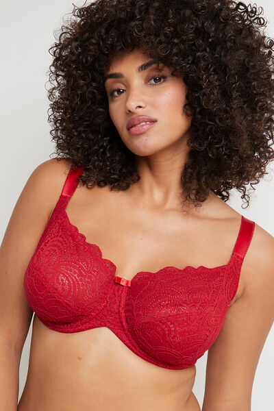 DENTELLE SOUTIEN-GORGE GRANDS BONNETS ROUGE