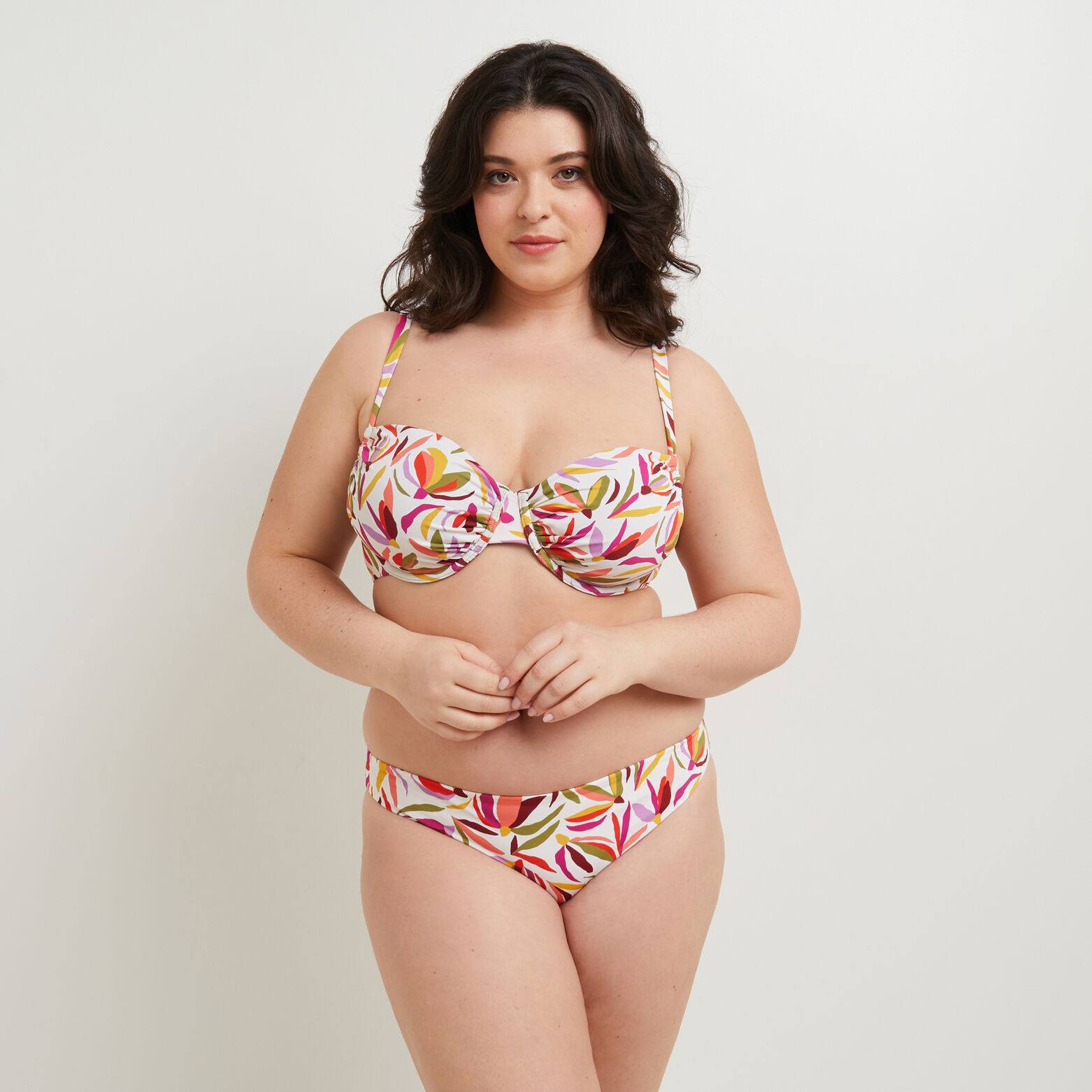 MAYA MAILLOT DE BAIN CULOTTE MIDI MULTICO BLANC
