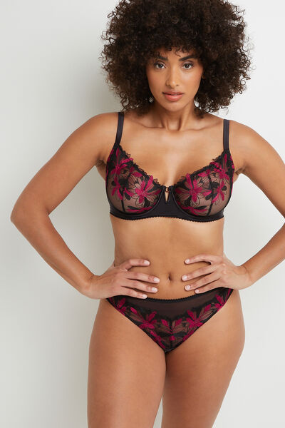 BETTY STRING TULLE BRODE MULTICO NOIR