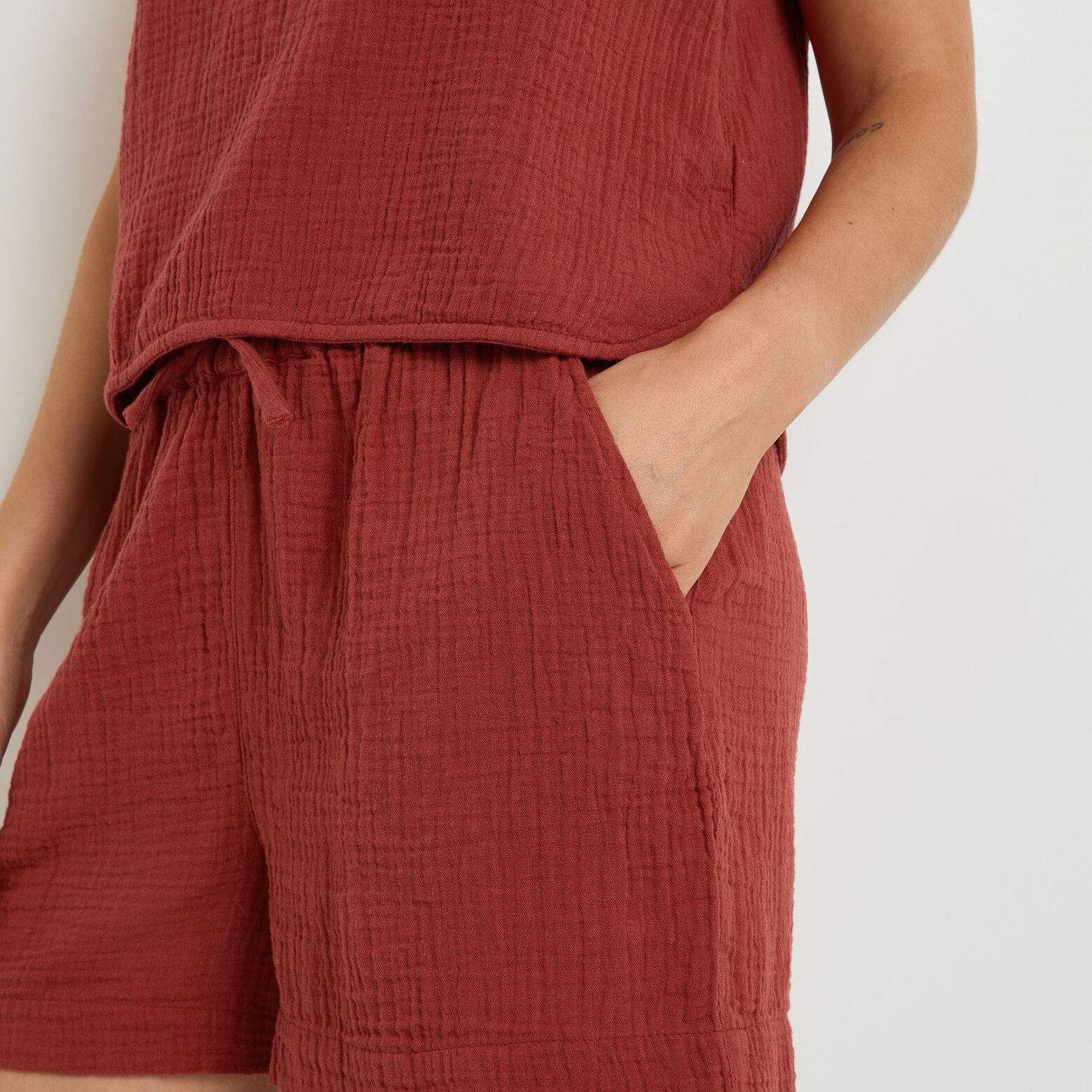 GOJI Short gaze de coton BORDEAUX