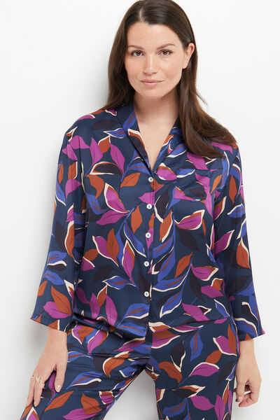 CLOTHILDE VESTE PYJAMA SATIN MULTICO VIOLET