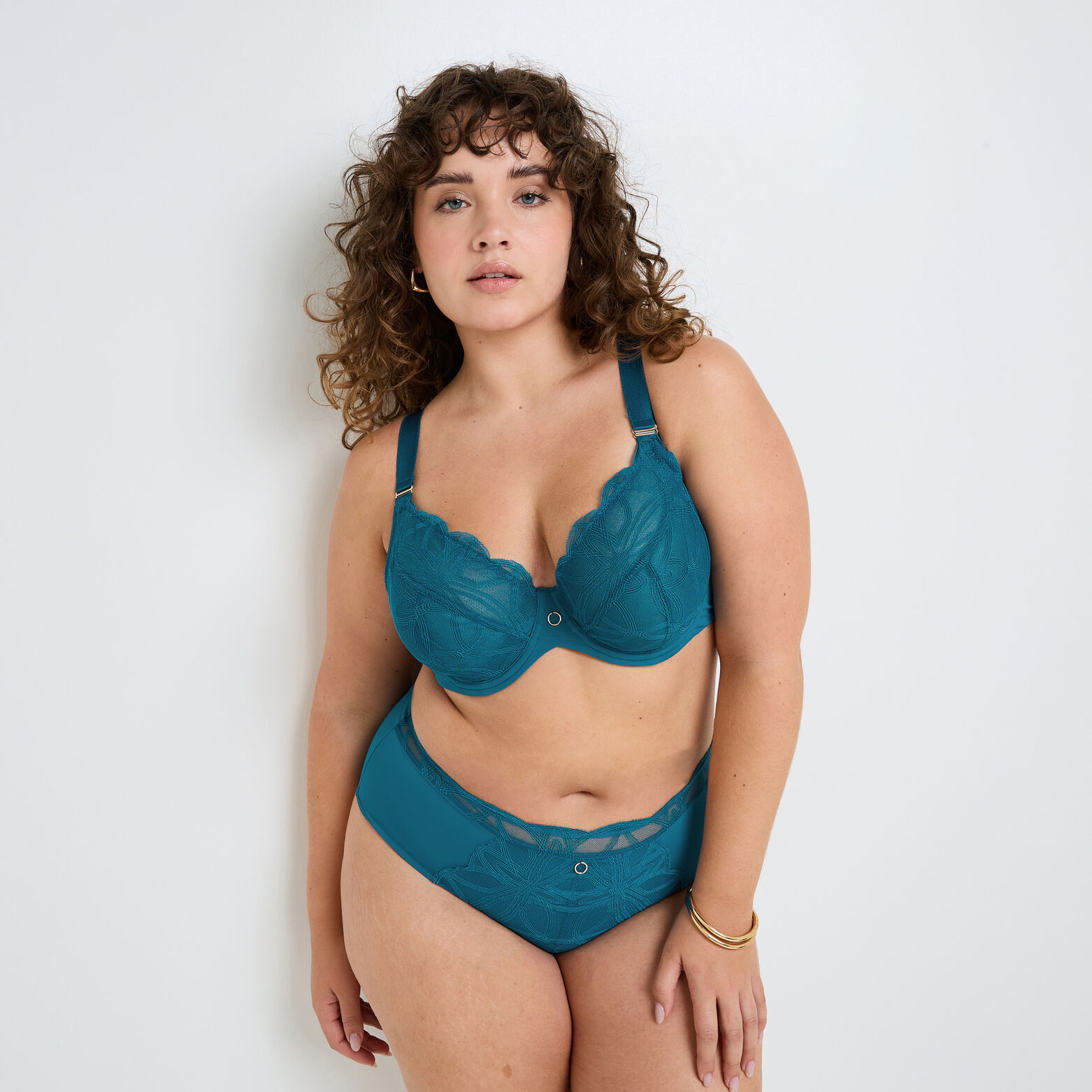 DEBORAH SHORTY GRANDE TAILLE DENTELLE TURQUOISE