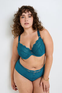 DEBORAH SHORTY GRANDE TAILLE DENTELLE TURQUOISE