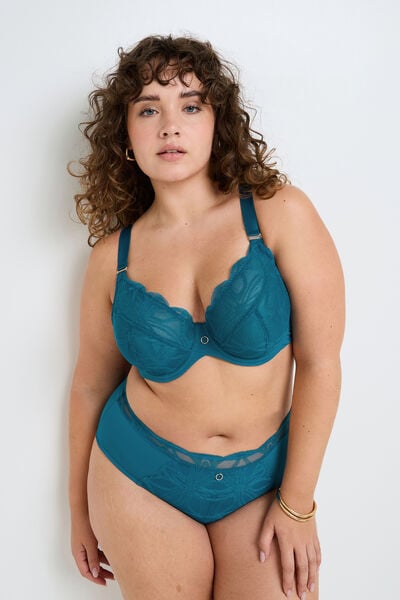 DEBORAH SHORTY GRANDE TAILLE DENTELLE TURQUOISE