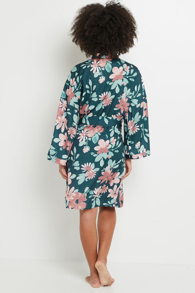 DESHABILLE SATIN IMPRIME BLEU/ROSE