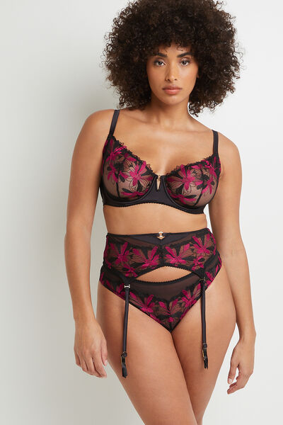 BETTY SERRE-TAILLE TULLE BRODE MULTICO NOIR