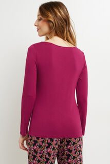 CAMILLE T-SHIRT MANCHES LONGUES VISCOSE PRUNE
