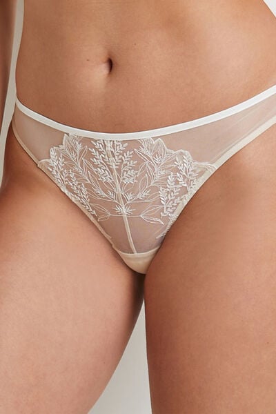 TANGA TULLE BRODE PEAU taille T40