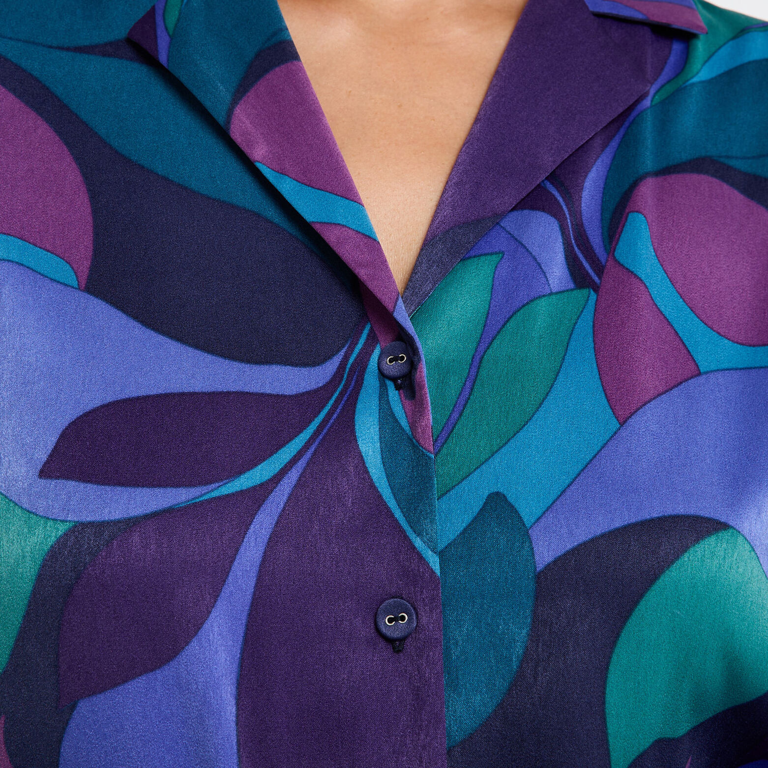 FIDJI CHEMISE MANCHES LONGUES SATIN MULTICO VIOLET