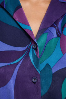 FIDJI CHEMISE MANCHES LONGUES SATIN MULTICO VIOLET