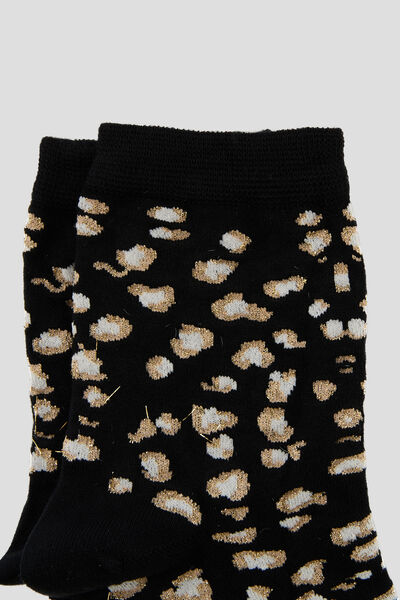 PAIRE DE CHAUSSETTES LEOPARD MULTICO NOIR
