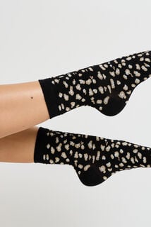 MAGNOLIA PAIRE DE CHAUSSETTES LEOPARD MULTICO NOIR