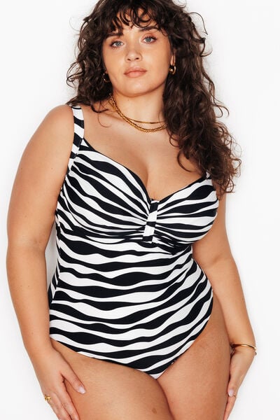 MAILLOT DE BAIN GRANDE TAILLE MULTICO BLANC