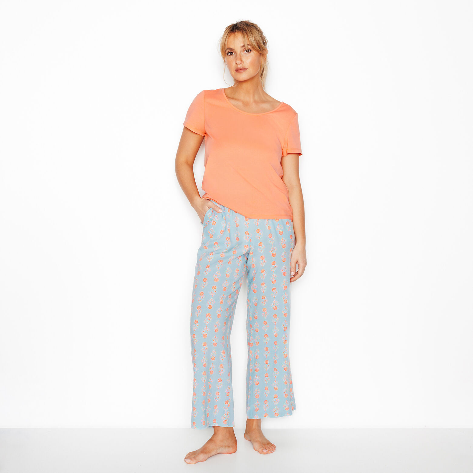 IDEALE PYJAMA PANTACOURT 2 PIECES MULTICO ORANGE