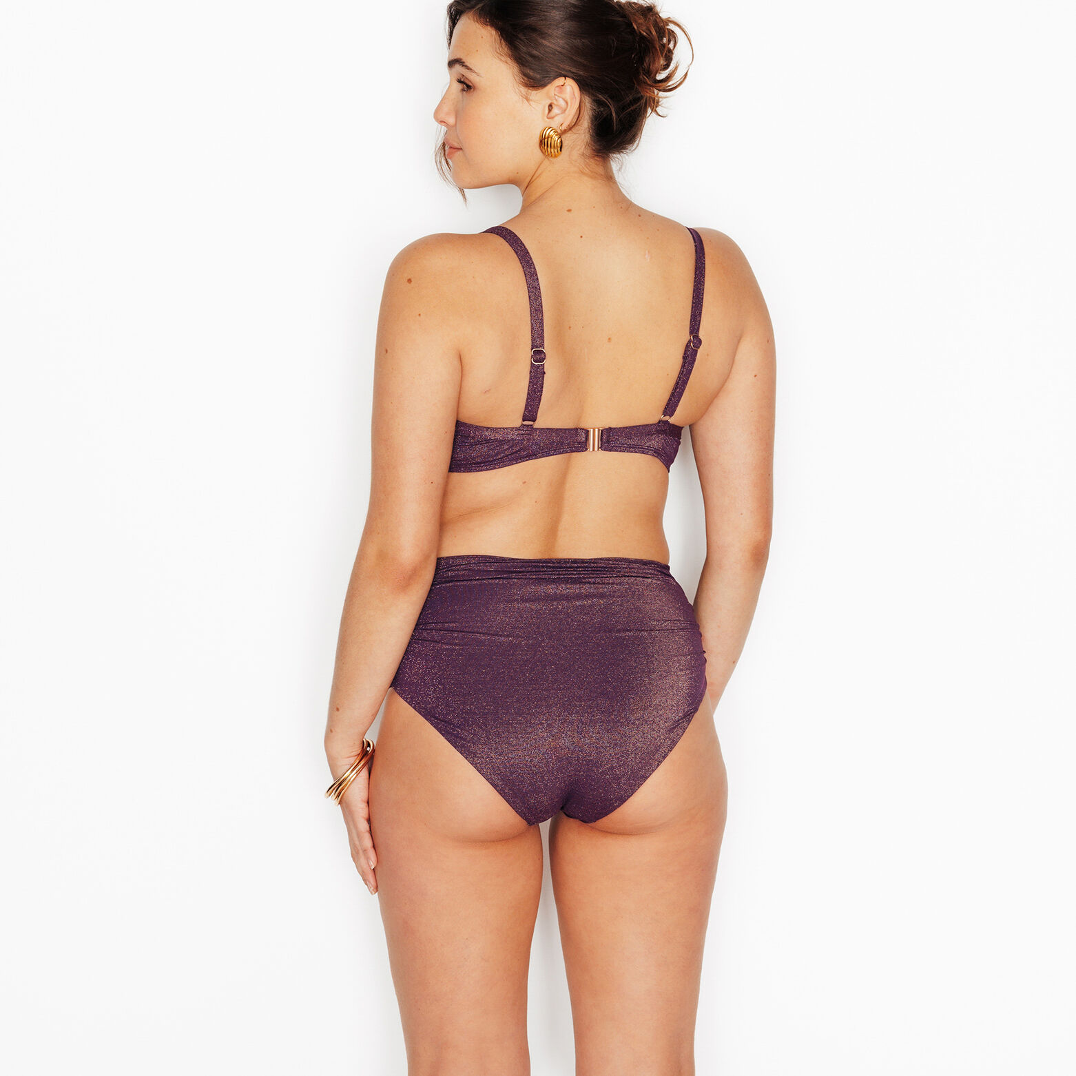 NESS Maillot de bain culotte haute PRUNE