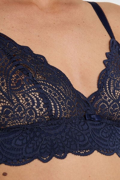 SOUTIEN-GORGE SANS ARMATURES DENTELLE MARINE