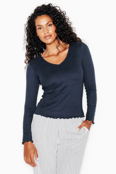 TEE-SHIRT MANCHES LONGUES BLEU