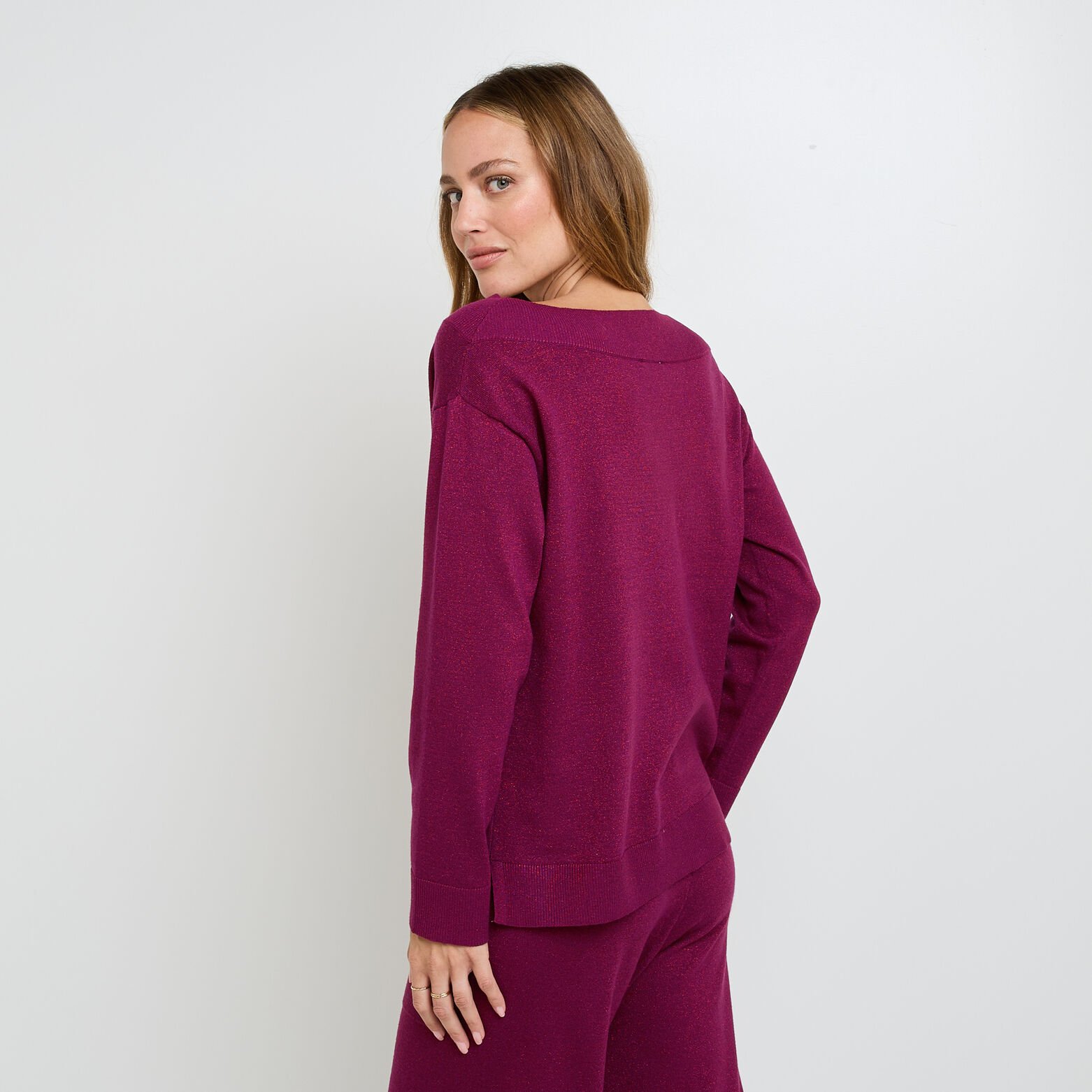 FANTASTIQUE PULL AVEC LUREX BORDEAUX