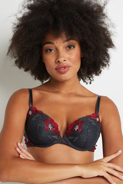 THYAM SOUTIEN-GORGE PUSH UP TULLE BRODE GRIS/ROUGE