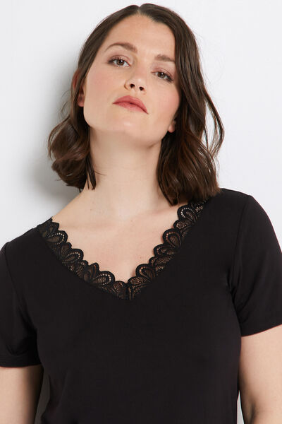SYARA TEE SHIRT MANCHES COURTES NOIR