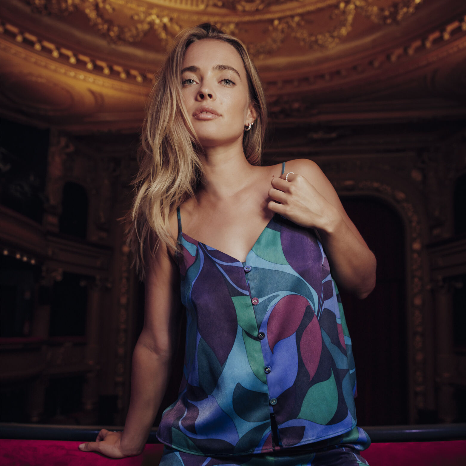 FIDJI TOP SATIN MULTICO VIOLET