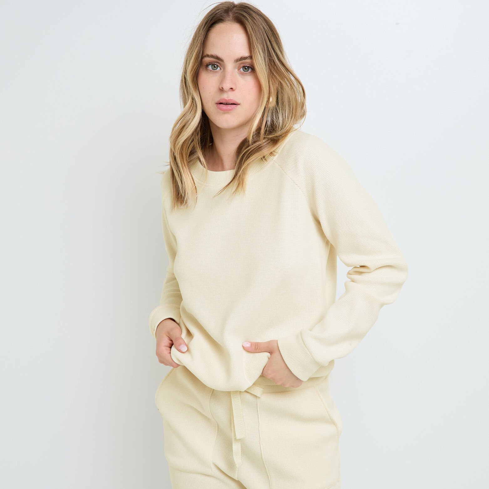 FAIENCE TEE-SHIRT MANCHES LONGUES ECRU