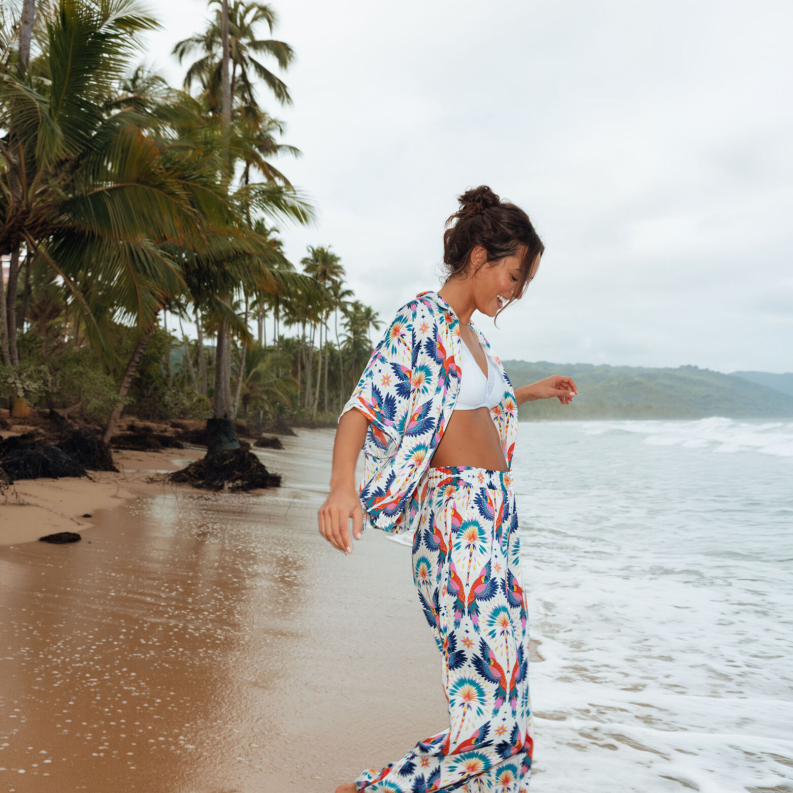 GIRLY PANTALON 7/8 MULTICO BLANC