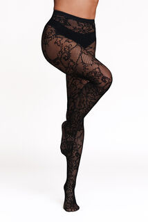 JUPON COLLANT DENTELLE 40 DENIERS NOIR