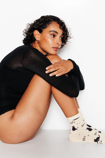 CHAUSSETTES CHATS MULTICO BLANC