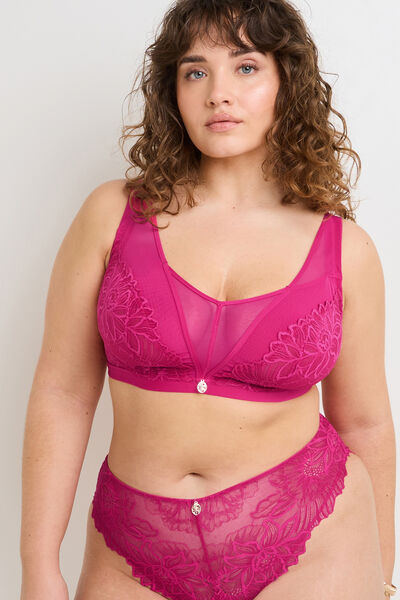 DONA+ SOUTIEN-GORGE SANS ARMATURES DENTELLE FUCHSIA