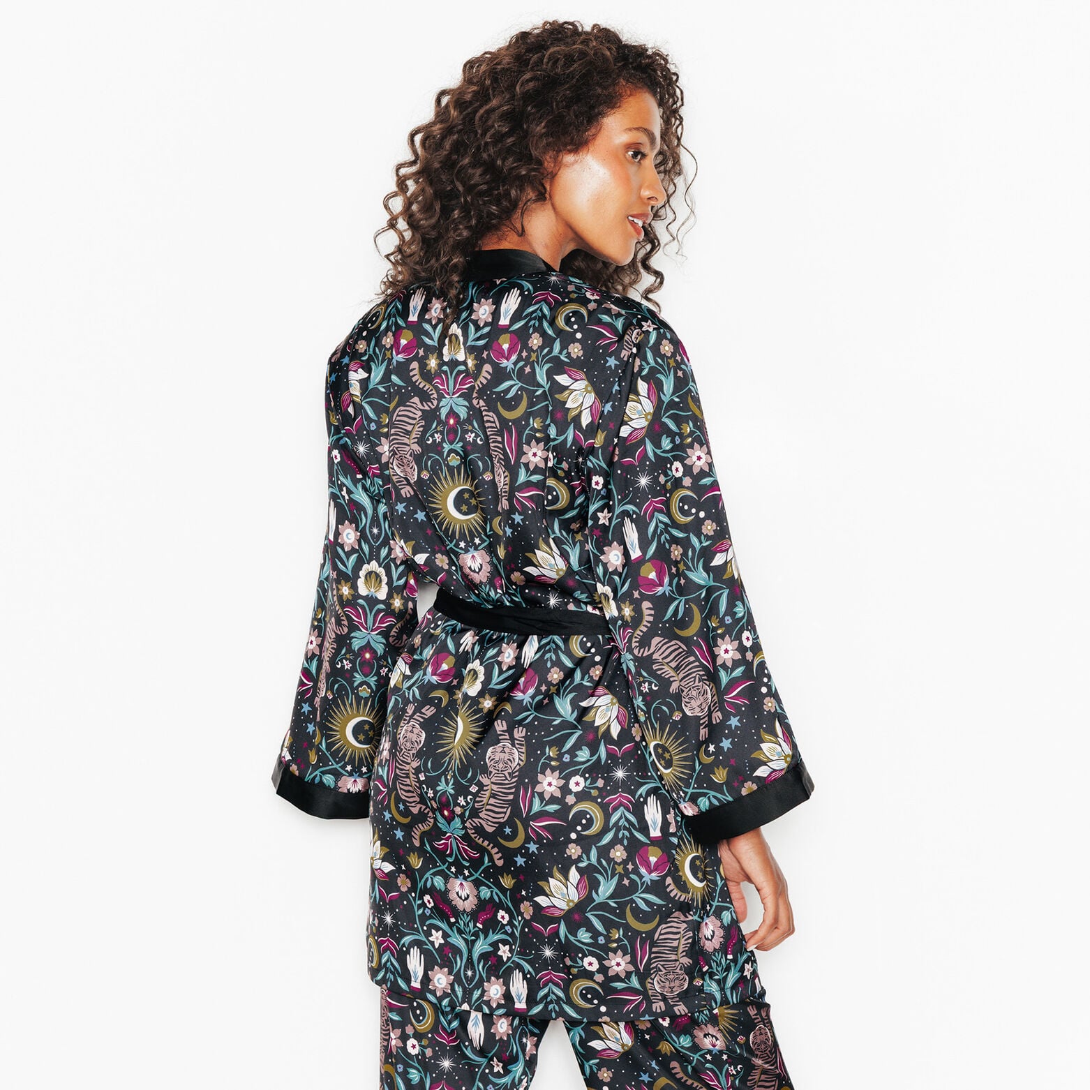 JIALINA KIMONO DOUBLE FOURRURE MULTICO NOIR
