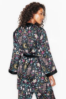 JIALINA KIMONO DOUBLE FOURRURE MULTICO NOIR