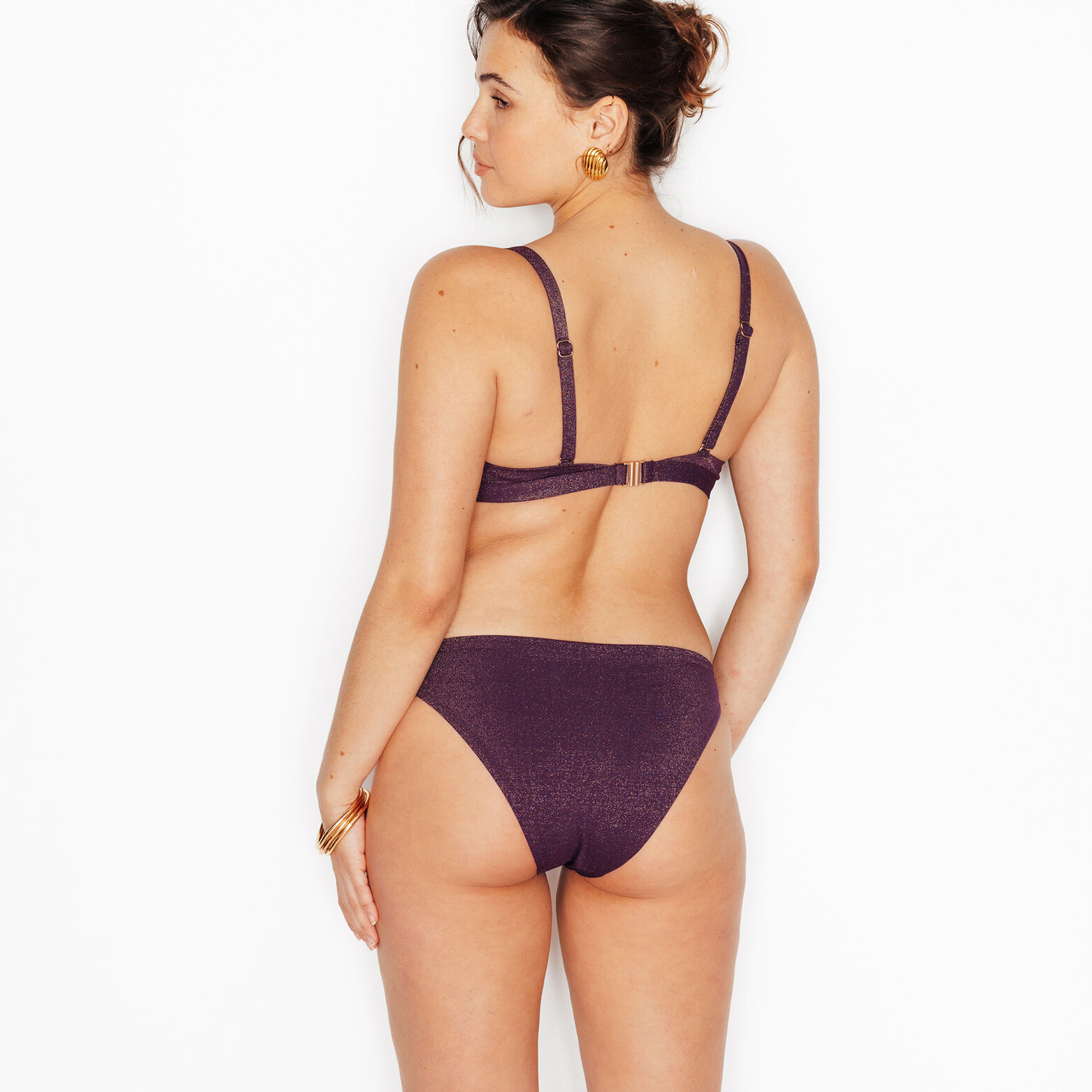 NESS Maillot de bain culotte midi PRUNE
