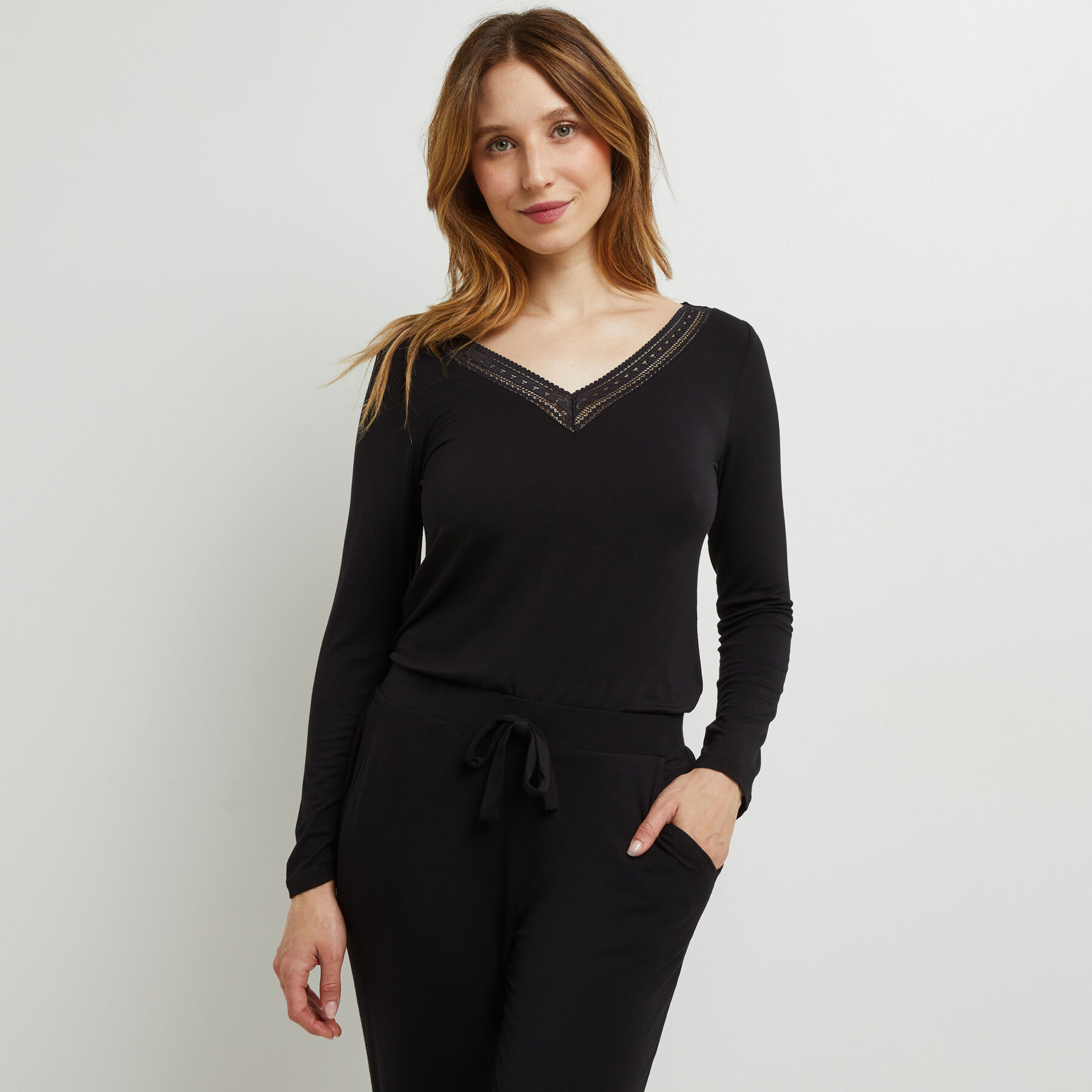 LIQUETTE MANCHES LONGUES VISCOSE MULTICO NOIR RougeGorge