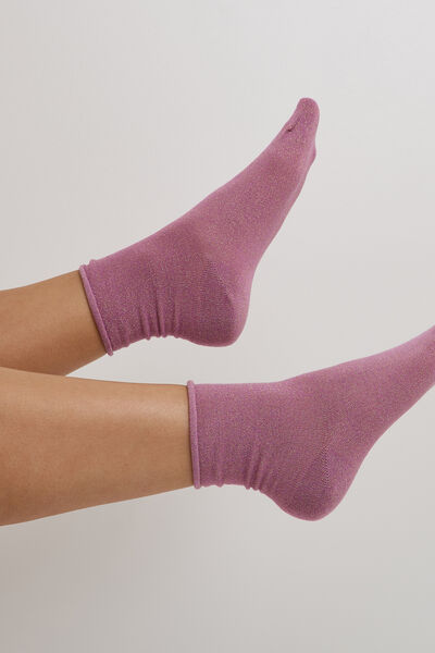 PAIRE DE CHAUSSETTES A PAILLETTES ROSE