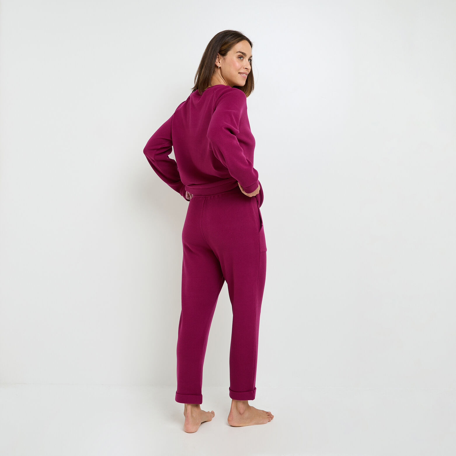 FAIENCE PANTALON DE PYJAMA BORDEAUX