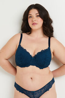 DENTELLE SOUTIEN-GORGE AMPLIFORME DENTELLE PETROLE