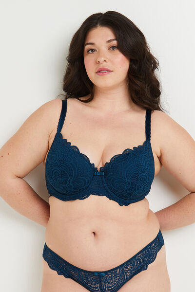 DENTELLE SOUTIEN-GORGE AMPLIFORME DENTELLE PETROLE