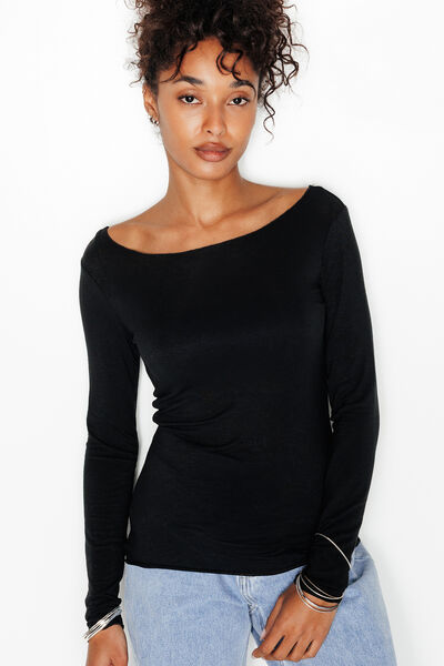 TEE-SHIRT AVEC LAINE NOIR