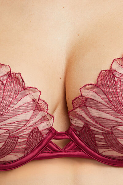 COCO SOUTIEN-GORGE PUSH-UP TULLE BRODE  ROUGE