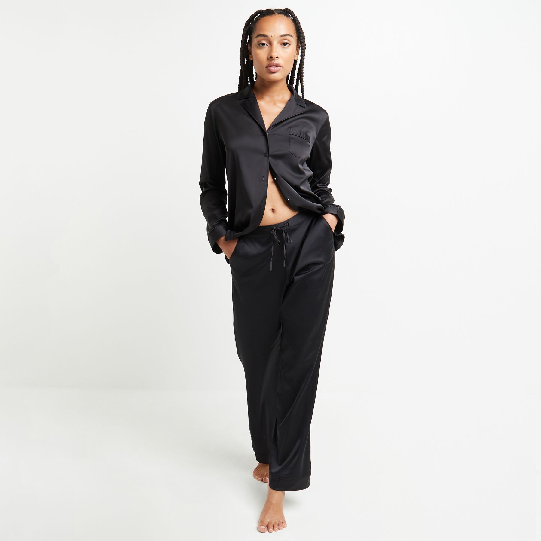 Pantalon satin sale noir