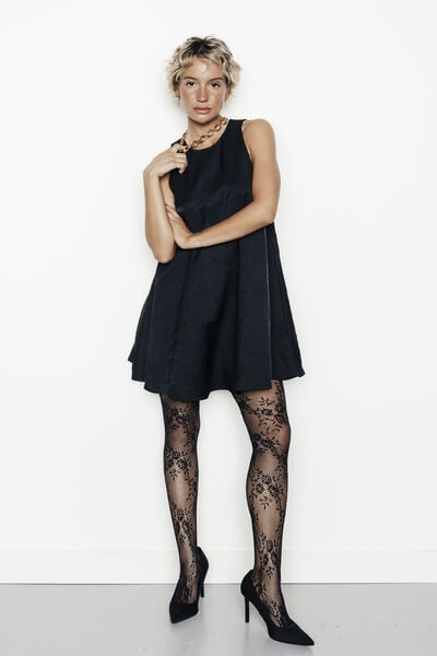 COLLANT DENTELLE 30 DENIERS NOIR