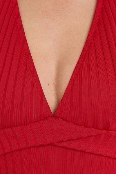 Maillot de bain 1 Pièce Triangle sans arma ROUGE