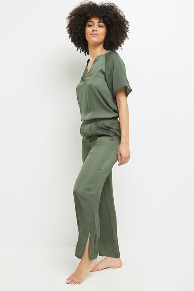 PANTALON LARGE  SATIN KAKI