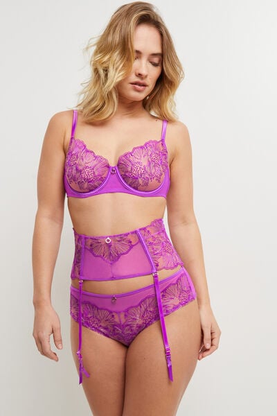 SERRE TAILLE TULLE BRODE VIOLET taille T44