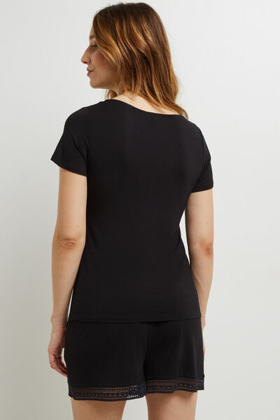 CAMILLE T-SHIRT MANCHES COURTES VISCOSE NOIR