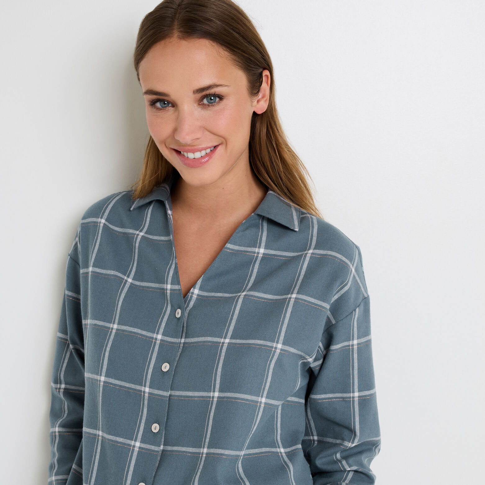 FAMILLE CHEMISE À CARREAUX FLANELLE MULTICO BLEU